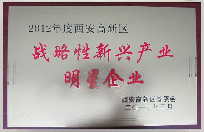 获得2012年度“战略性新兴产业明星企业”荣誉称号。